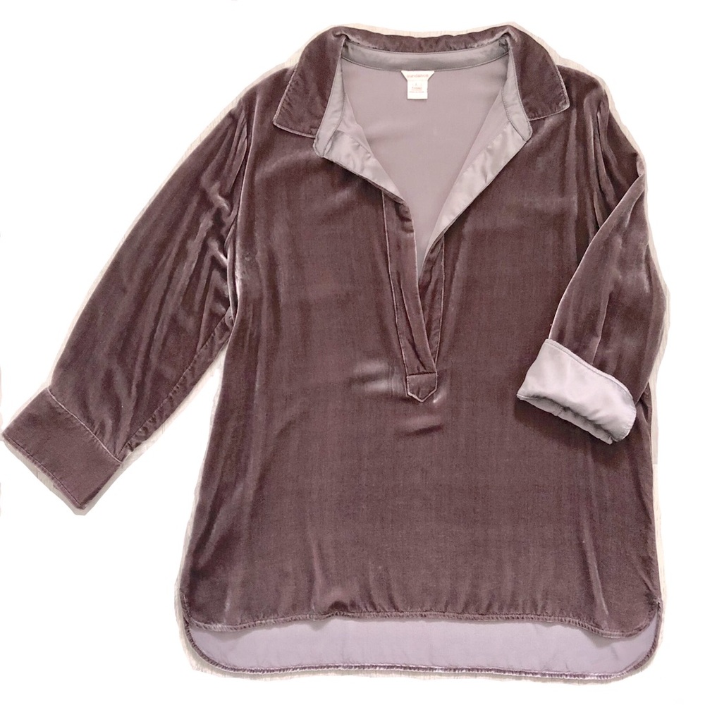 Sundance mauve silk velvet deep-V tunic